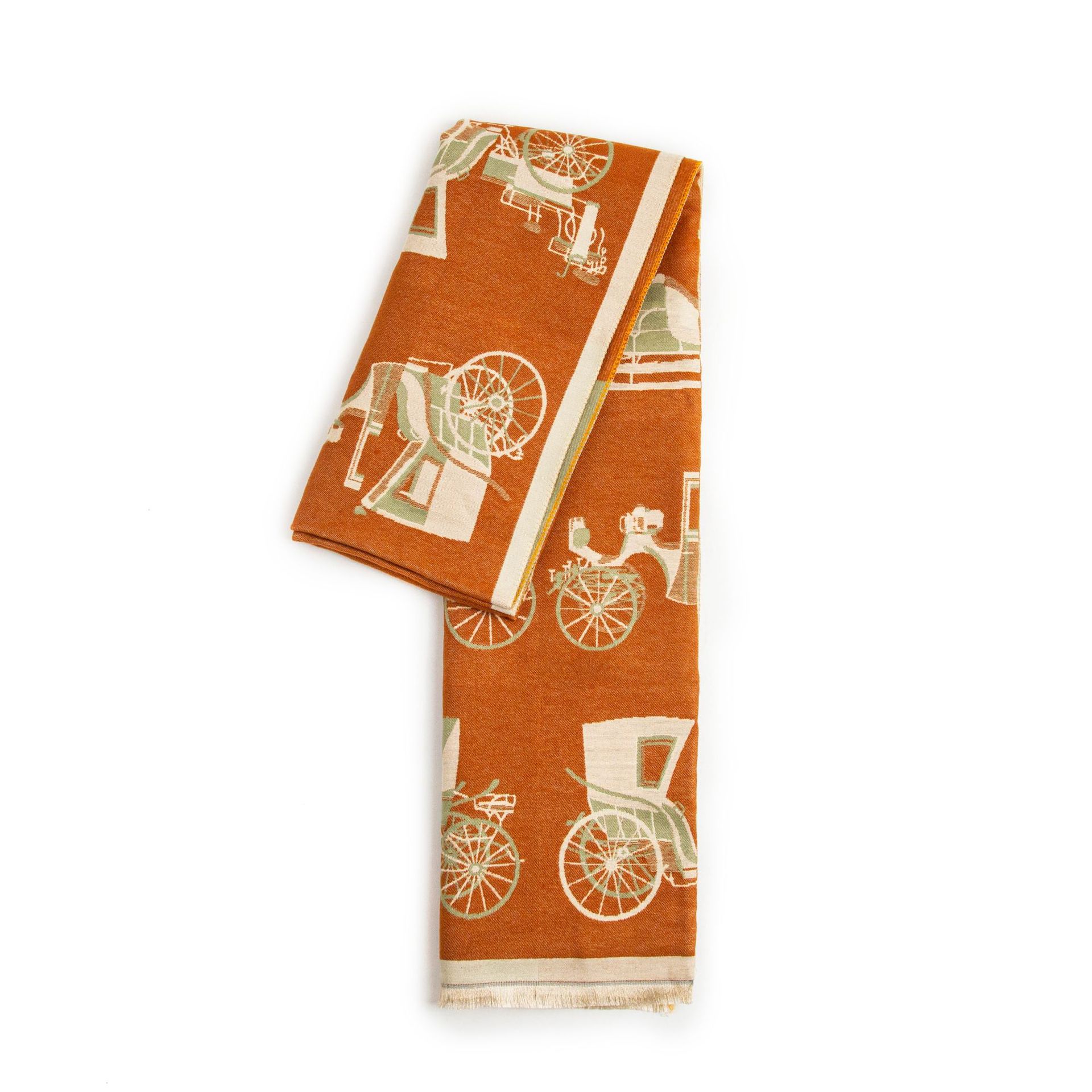 Bufanda mujer estilo retro con estampado de carruaje y cachemira_voghion.com