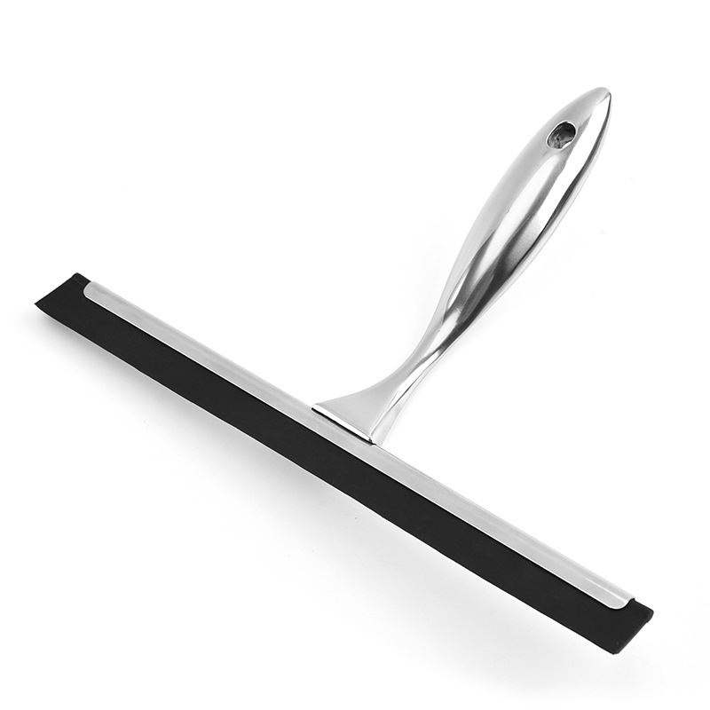 Limpiador de vidrio de acero inoxidable de un solo lado mango cepillo de limpieza con agujero limpiador de silicona limpiador de ventanas raspador