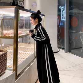 大码女装春秋季新款长款过膝卫衣裙女胖mm显瘦洋气连衣裙300斤