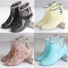 new pattern Rain shoes Spring and summer Korean Edition fashion Boots Short tube Garden Waterproof shoes non-slip Plush Dual use Rubber shoes