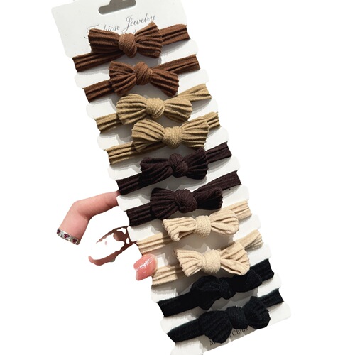 Spring simple bow widened headband large intestine hair tie versatile and does not hurt hair high elastic hair rope thickened rubber band for women