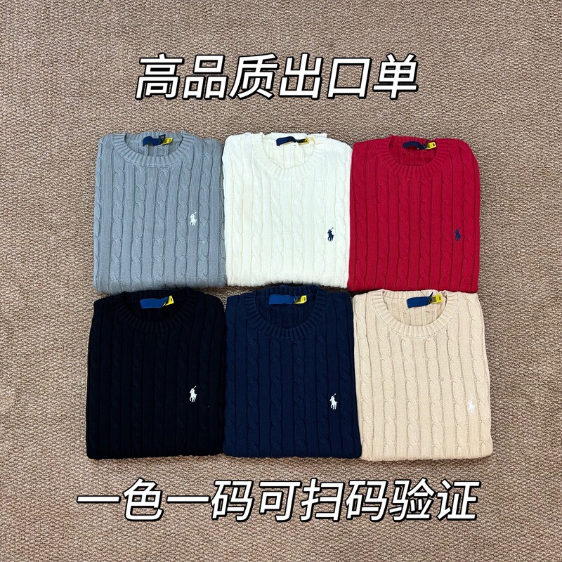 Rl Ruffle Crew Neck Cable Knit Sweater for Women, All-Cotton Twisted Knit with Pony Logo Embroidery, Autumn/Winter Long Sleeve Top Rl Ruffle Crew Neck Cable Knit Sweater for Women, All-Cotton Twisted Knit with Pony Logo Embroidery, Autumn/Winter Long Sleeve Top