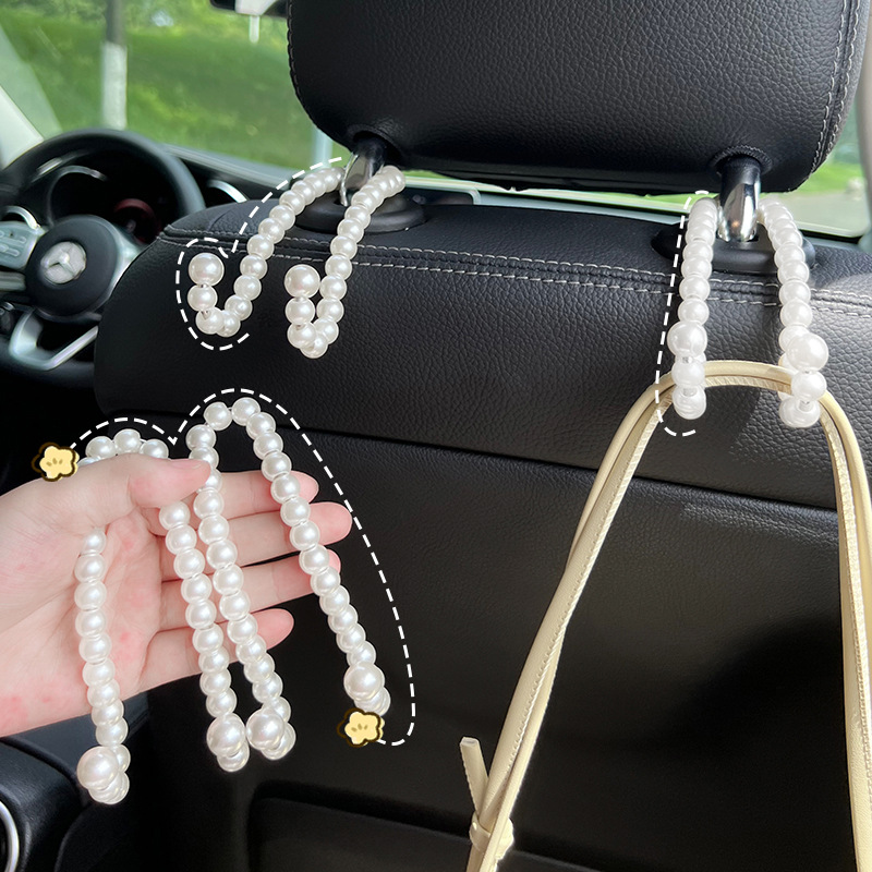 Car Hook Multifunctional Creative High-End Light Luxury Pearl Car Rear Seat Back Hook Cross-Border Version