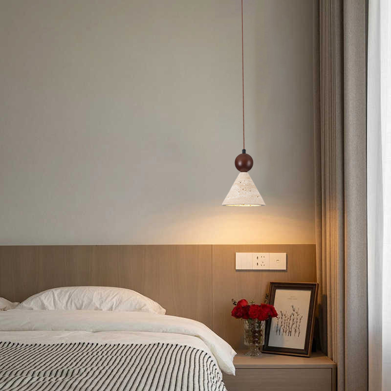 Restaurante Huang Qiang Chandelier de cabezal de cama Chandelier estilo antiguo tranquilo dormitorio pequeño crema retro simple agujero creativo estilo de piedra