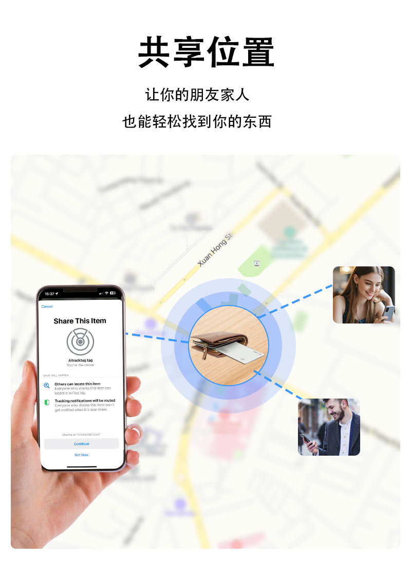 Apple FindMy sertifikalı kartlı kayıp önleyici cihaz, Apple AirTag cüzdan takip cihazı GPS bulucu için uygundur.