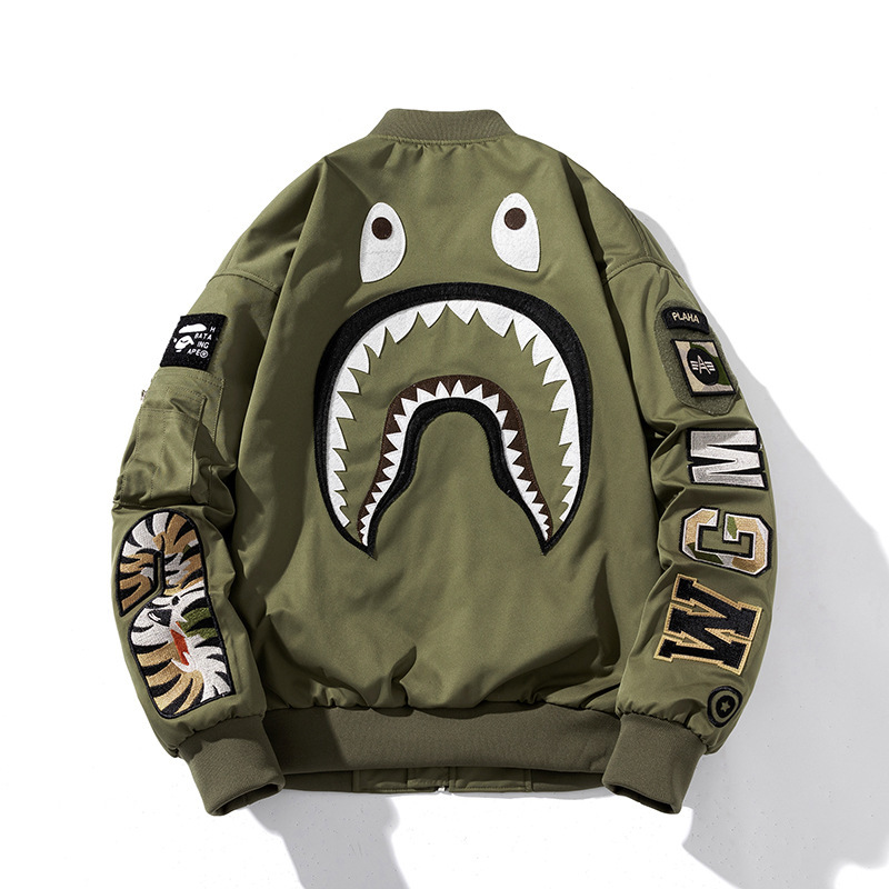 Embroidered Jacket Men's Spring Autumn and Winter Casual American Vintage Couple's Baseball Cotton-padded Jacket Aviator Jacket Cotton-padded Jacket Fashion Brand Embroidered Jacket Men's Spring Autumn and Winter Casual American Vintage Couple's Baseball Cotton-padded Jacket Aviator Jacket Cotton-padded Jacket Fashion Brand