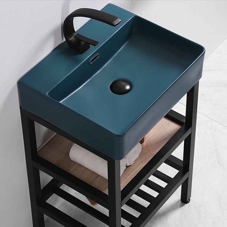 Shiyi simple piso-pie Nórdico pequeño apartamento mueble de baño lavabo de acero inoxidable mueble de baño lavabo