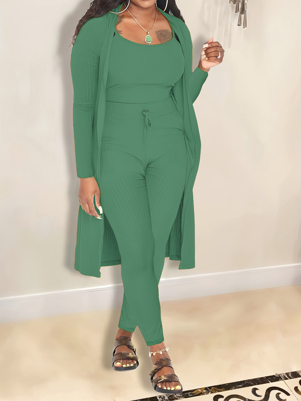 31238新型欧米婦人服外国貿易婦人服アマゾン熱売速売通坑条純色三点セット|undefined