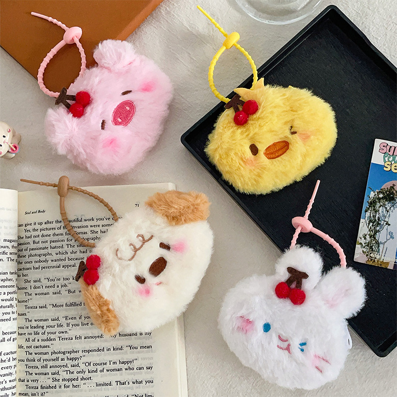 Cartoon Plush Cherry Animal Coin Purse Cute Bluetooth Bag Headphone Storage Bag Storage Pendant Bag Gift Cartoon Plush Cherry Animal Coin Purse Cute Bluetooth Bag Headphone Storage Bag Storage Pendant Bag Gift