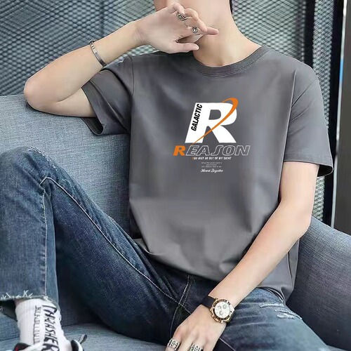 Summer new woodpecker fashion brand short-sleeved t-shirt men's trend five-quarter sleeve t-shirt pure cotton bottomed shirt top clothes