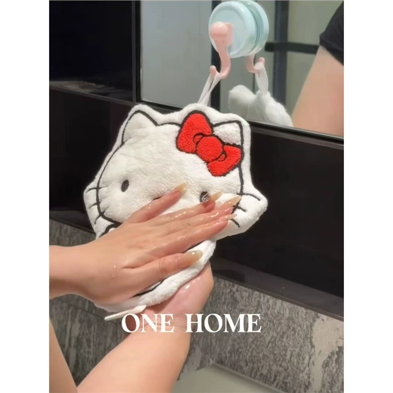 Hello Kitty, милый носовой платок для домашнего использования, детские влажные салфетки для лица, увеличенная толщина, впитывают воду