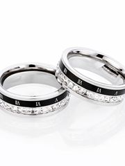 Personalized, fashionable and temperament titanium steel ins trend single row diamond ring can rotate Internet celebrity style couple's index finger ring for men and women