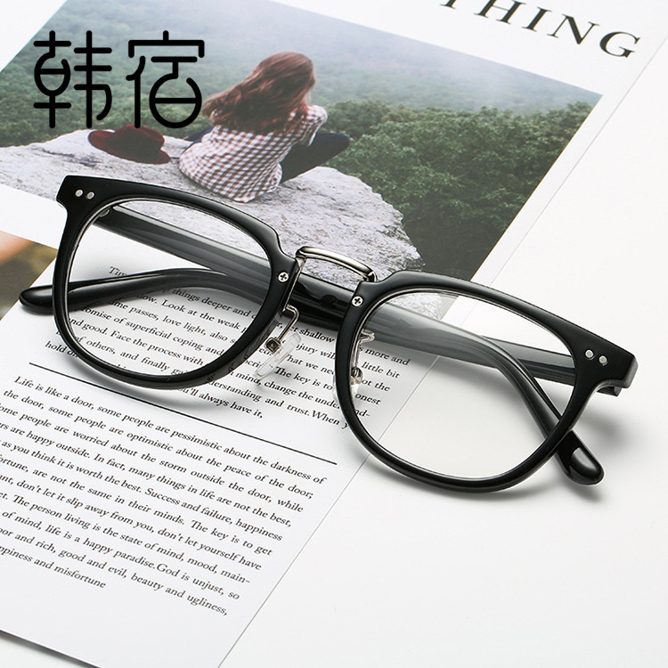 New Hansu pc square flat lens retro rice nail frame glasses optical myopia frame manufacturers wholesale
