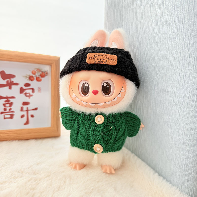 Solo ropa] Llavero de primera y segunda generación Labubu colgante de ropa Rabubu ropa de bebé suéter de punto traje de sombrero