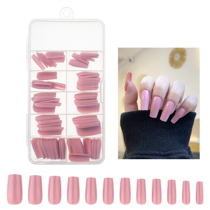 120 Pieces Pp Box Pure Color Square Wearable Nails, Fake Nails, Manicure Patches