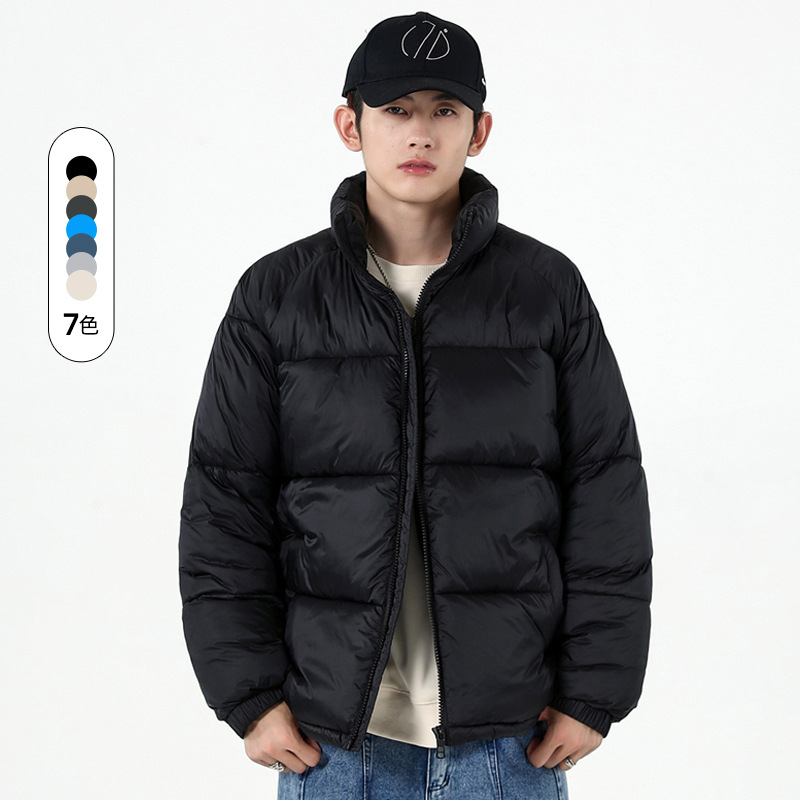 Chaqueta de hombre de otoño e invierno chaqueta acolchada de algodón cálida informal suelta blusa juvenil cuello alto simple celebridad de Internet misma chaqueta de pan a prueba de viento