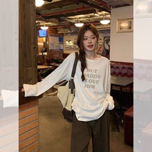 2025春秋冬季打底衫内搭女装韩版圆领宽松正肩长袖T恤女上衣ins潮