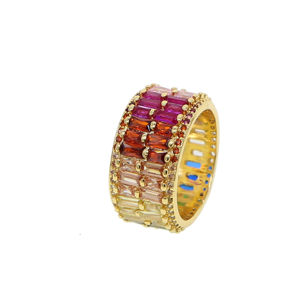 Shiny Colorful Copper Inlay Zircon Rings display picture 2