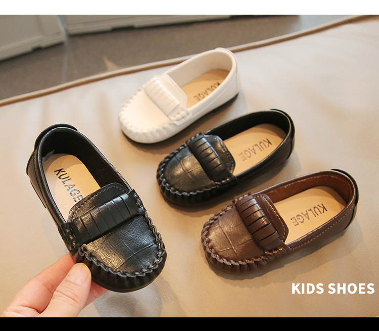 Korean version of casual bean 2022 autumn new boys' small leather shoes, one foot single shoe, children's shoes_voghion.com