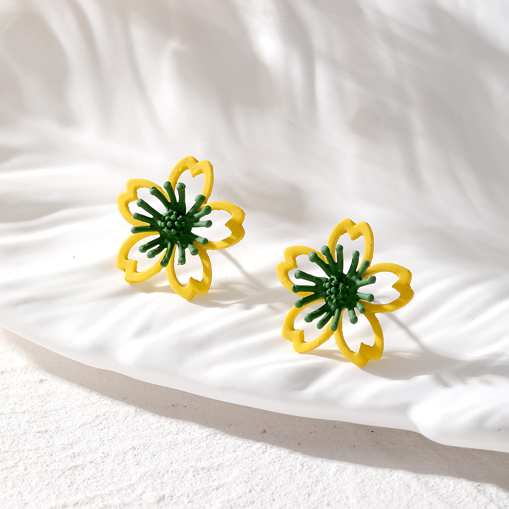 1 Pair Vacation Modern Style Pastoral Flower Zinc Alloy Ear Studs display picture 6