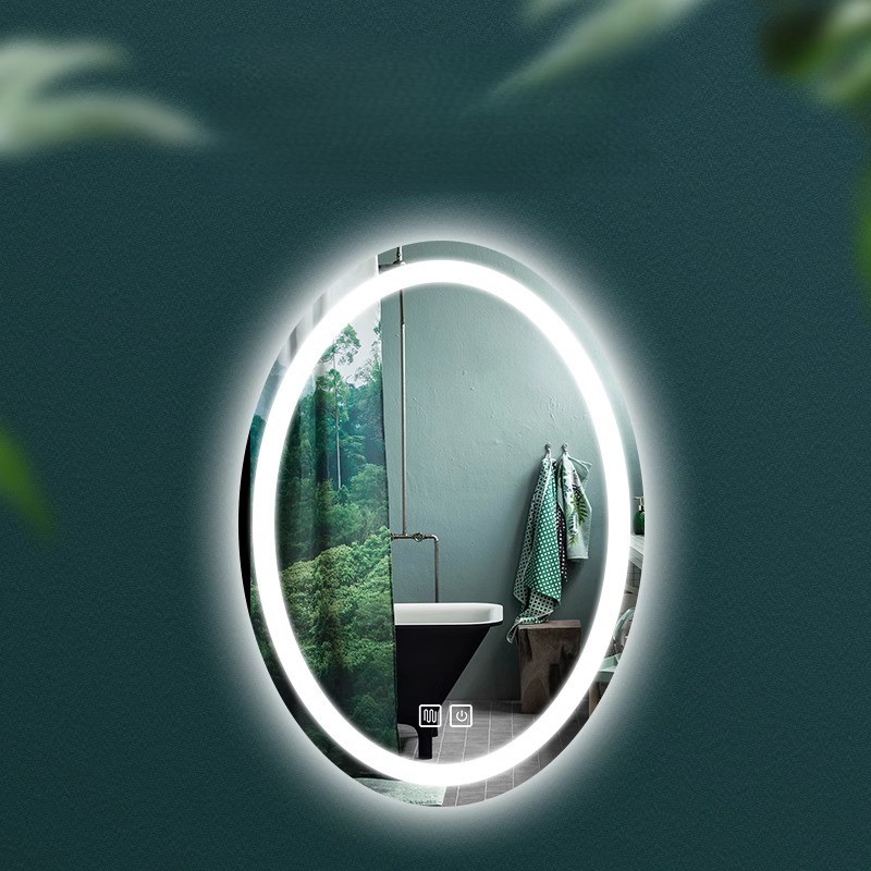 Espejo de baño inteligente con lámpara LED Espejo luminoso de baño de pared maquillaje anti-fog anti-explosión elíptico nuevo