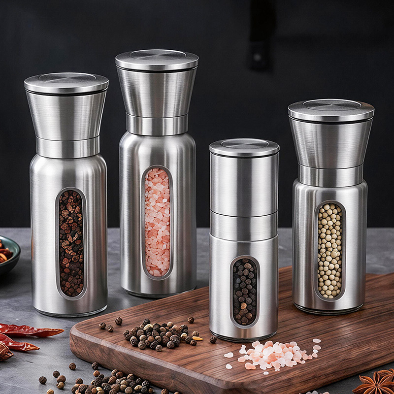 Stainless Steel Pepper Grinder Manual Household High-End Sea Salt Pepper Grinder Black Pepper Peppercorn Grinding Bottle Stainless Steel Pepper Grinder Manual Household High-End Sea Salt Pepper Grinder Black Pepper Peppercorn Grinding Bottle