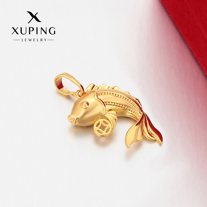 Xuping colgante transfronterizo europeo y americano aleación de cobre chapado 24k color nicho lisa carpa colgante accesorios al por mayor