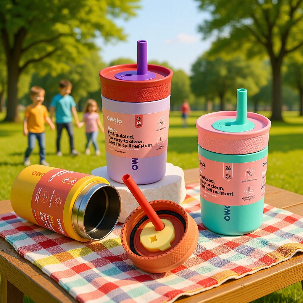 Новая чашка owala, 12 унций, 304, термос из нержавеющей стали, маленькая емкость, детская силиконовая портативная спортивная соломенная чашка