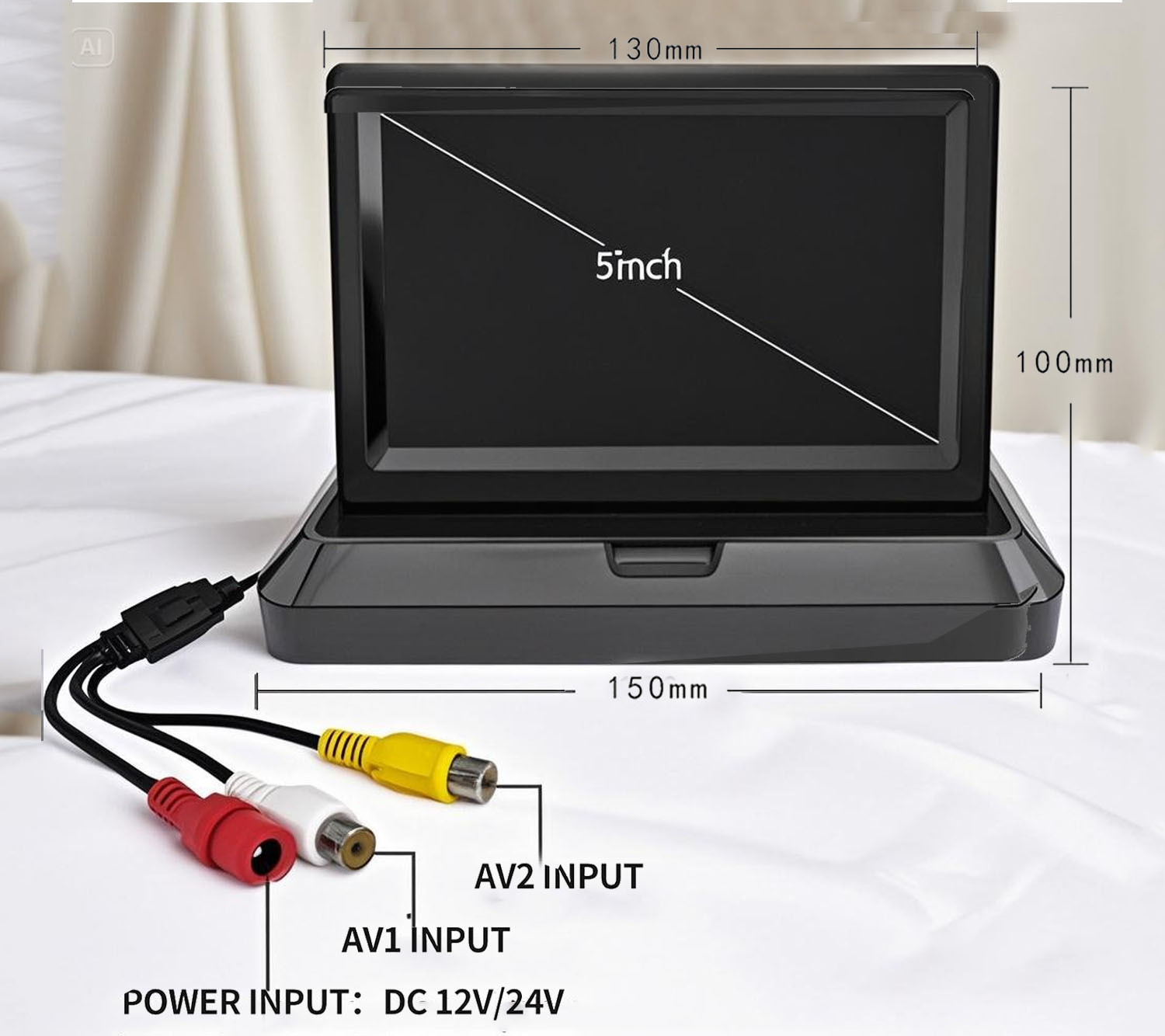 Universal 5-inch HD folding screen car display wholesale 2-way video AV reversing priority