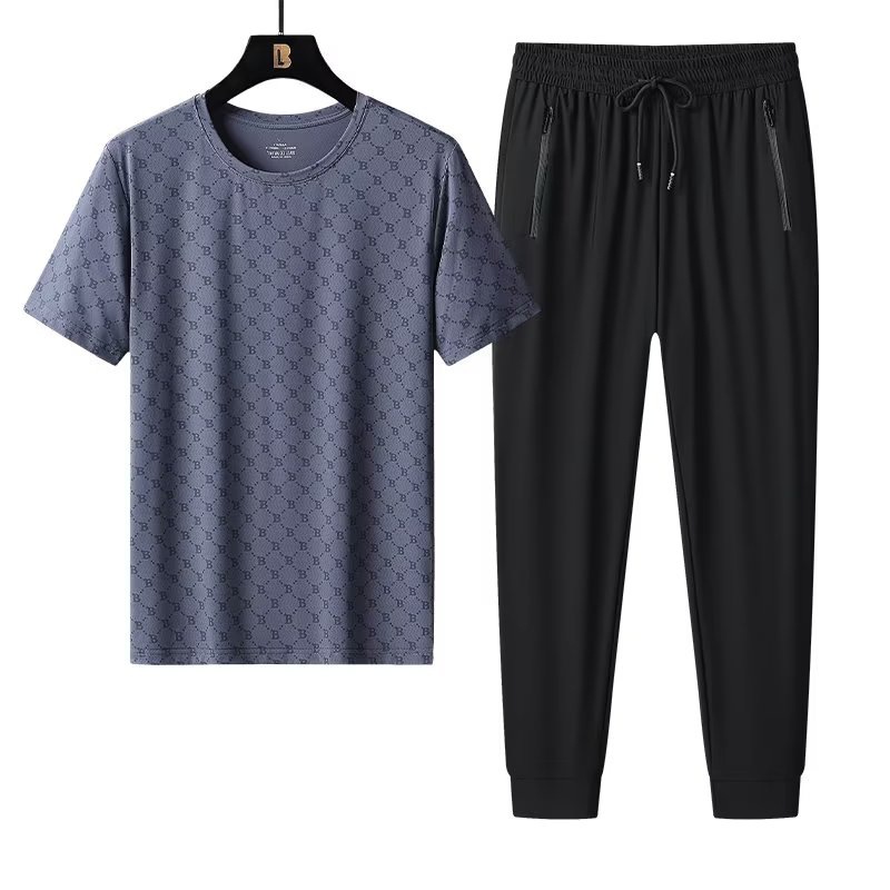 남성용 아이스 실크 캐주얼 발목 길이 바지 여름 스포츠 발목 길이 바지 얇은 비치 바지 스트레치 트렌디 반바지 발목 길이 바지