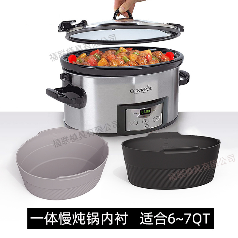 6qt7qt Oval Slow Cooker Forro de silicona de cocina lenta integrada
