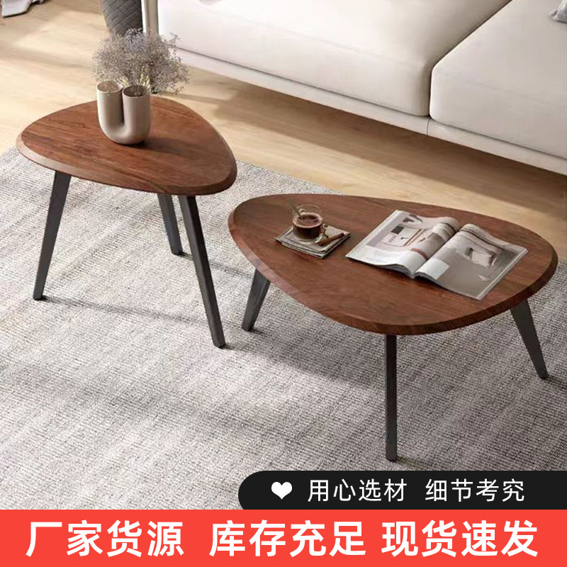 Irregular alta y baja mesa de café simple moderno pequeño apartamento negro nogal tamaño mesa de café combinación creativa sofá mesa lateral