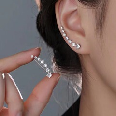925純銀針ジルコンピアスの新型2023爆発の女性のイヤリング秋冬高級感耳飾り