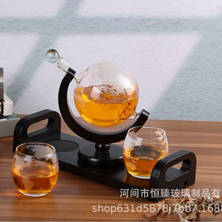 厂家批发现货加厚地球仪泡酒玻璃瓶带龙头家用摆件密封泡酒瓶空瓶