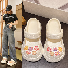 Fashion Princess Style Holes Slippers for Women, Summer Outerwear Cartoon Cooling Slippers, Fashion Suede Feel Couple's Hooded Slippers