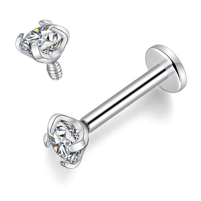 F136 Titanium Alloy 5A Zircon Internal Thread Cross-Border Lip Earring Nose Stud Piercing Jewelry_voghion.com