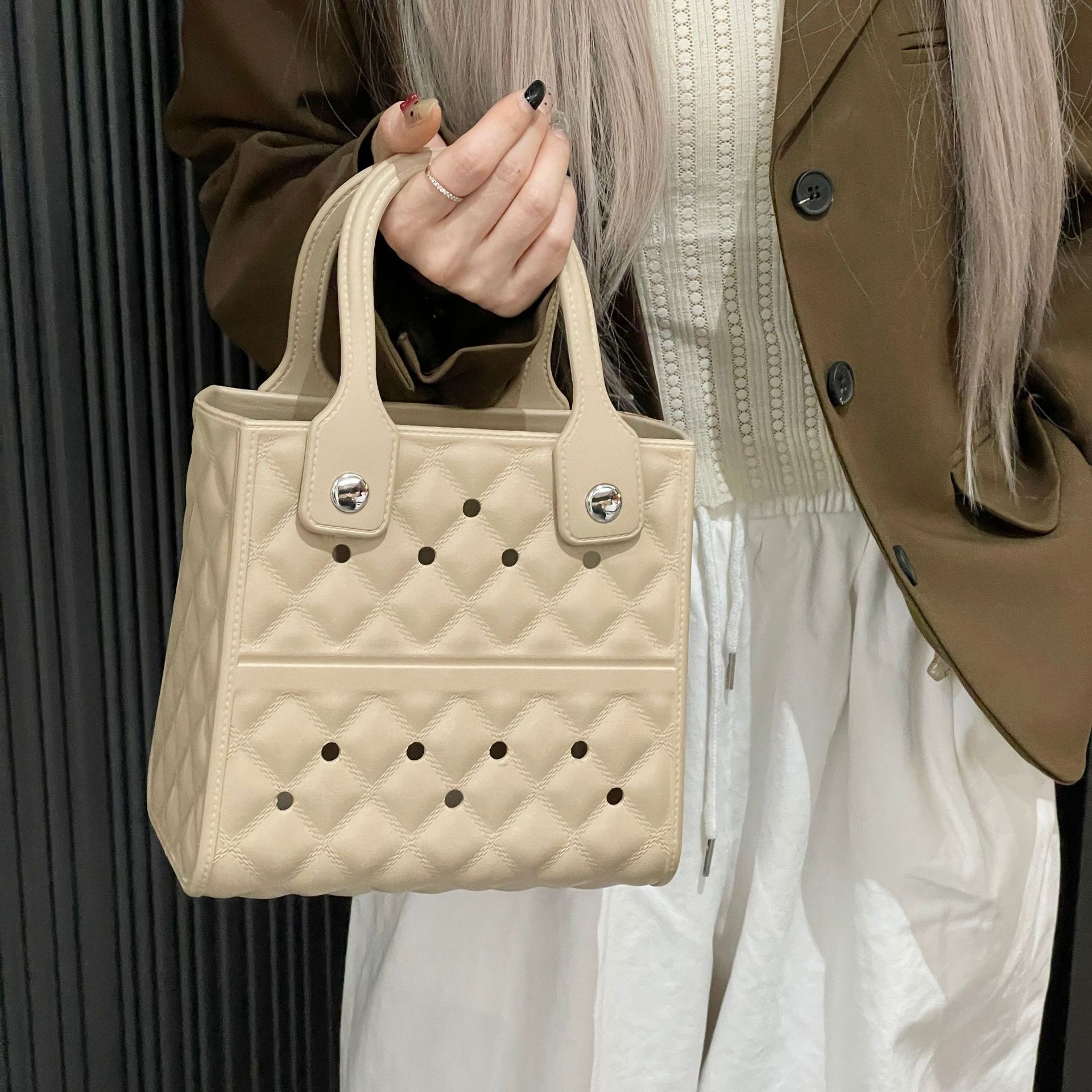 684g Weight Open Closure Type Top Handle Strap Type Square Bag Bags Type Street Occasion EVA Material Solid Color Pattern All Seasons Season Women's Gender Streetwear Style Square Shape Women's EVA Solid Color Streetwear Square Open Square Bag 13
