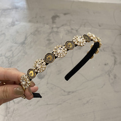 Baroque Retro Headband, French Court Style, Sparkling Diamond Hair Pin, High-End Elegance, Adult Women, Face Washing Relief Metal