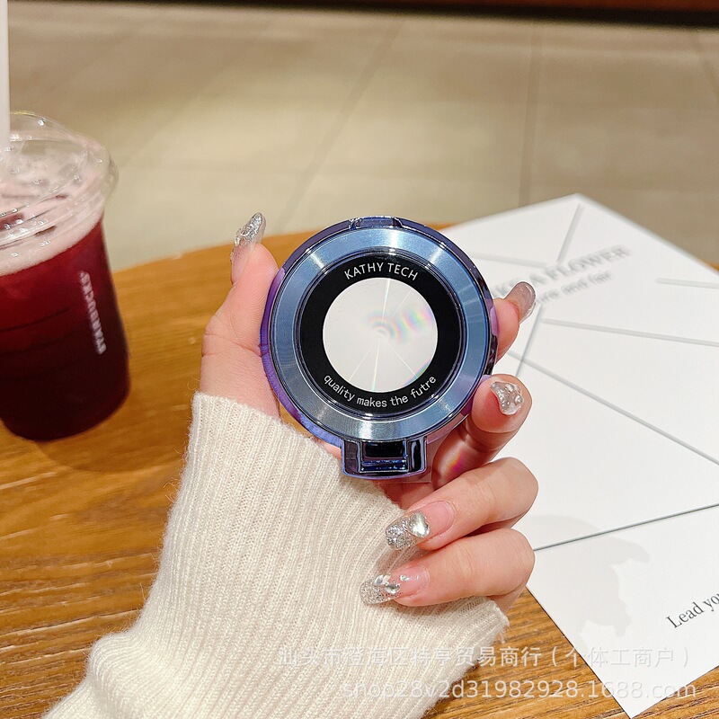 新しいリング電気メッキ CD パターンリング粘着多機能携帯電話ケースバックステッカーサポート虫眼鏡ブラケットユニバーサル|undefined