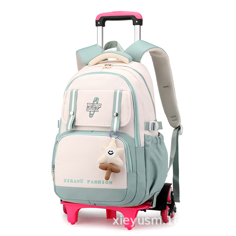 Natural Fish nuevo ligero mochila carro de la escuela primaria Niña de gran capacidad schoolbag grado 3-6 estudiante de secundaria