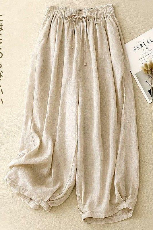 Cotton and Linen Pants for Women, Summer Cotton and Linen Long Pants, Vintage Casual Pants, Loose and Versatile Cuffed Pants, Relaxed Fit Harem Pants
