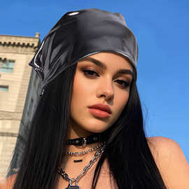 潮牌甜酷银色头巾y2k夏季包头三角巾欧美风个性头巾网红头巾