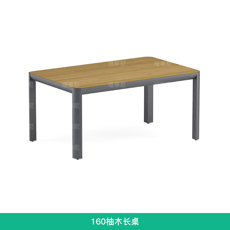 Mesas y sillas para exteriores, balcón con patio, protección solar y muebles de ratán impermeables para ocio, conjunto de mesa larga para terraza de jardín al aire libre image 10
