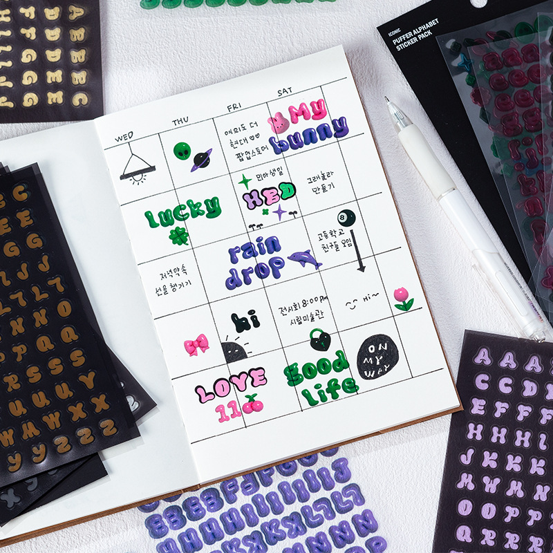 Arco iris nubes letras pegatinas de dibujos animados transparentes pegatinas de letras pet impermeables diy diario decoración pegatinas de papelería