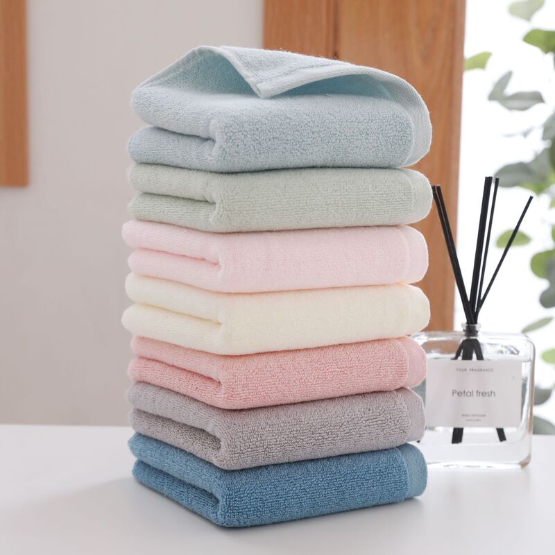 Pure Cotton Medium Size 30*60cm Towel Kidsren's Face Wash Absorbent Water Towel Lint-Free Thickeneded Pure Color Soft Household