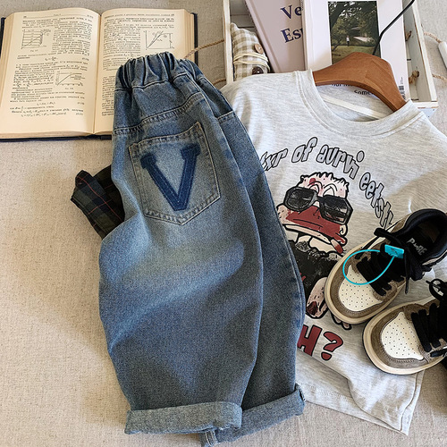 Children's Jeans 2025 Autumn New Fashion Kids' Pants Boys Korean Style Versatile Pants Baby Stylish Loose Outerwear