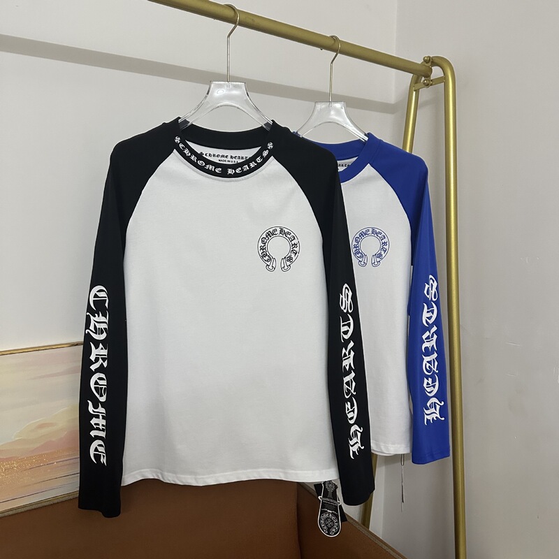 High-Quality Cross-Border 25-Year Ch Authentic Version Autumn and Winter New Sanskrit Horseshoe Patchwork Printed Long-Sleeve T-Shirt High-Quality Cross-Border 25-Year Ch Authentic Version Autumn and Winter New Sanskrit Horseshoe Patchwork Printed Long-Sleeve T-Shirt