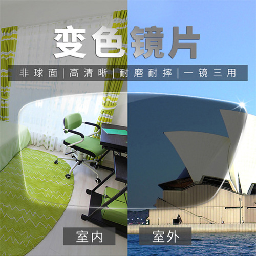 High-definition aspheric lenses, ultra-thin 1.56/1.61/1.67 anti-blue light and anti-radiation photochromic lenses for myopia glasses