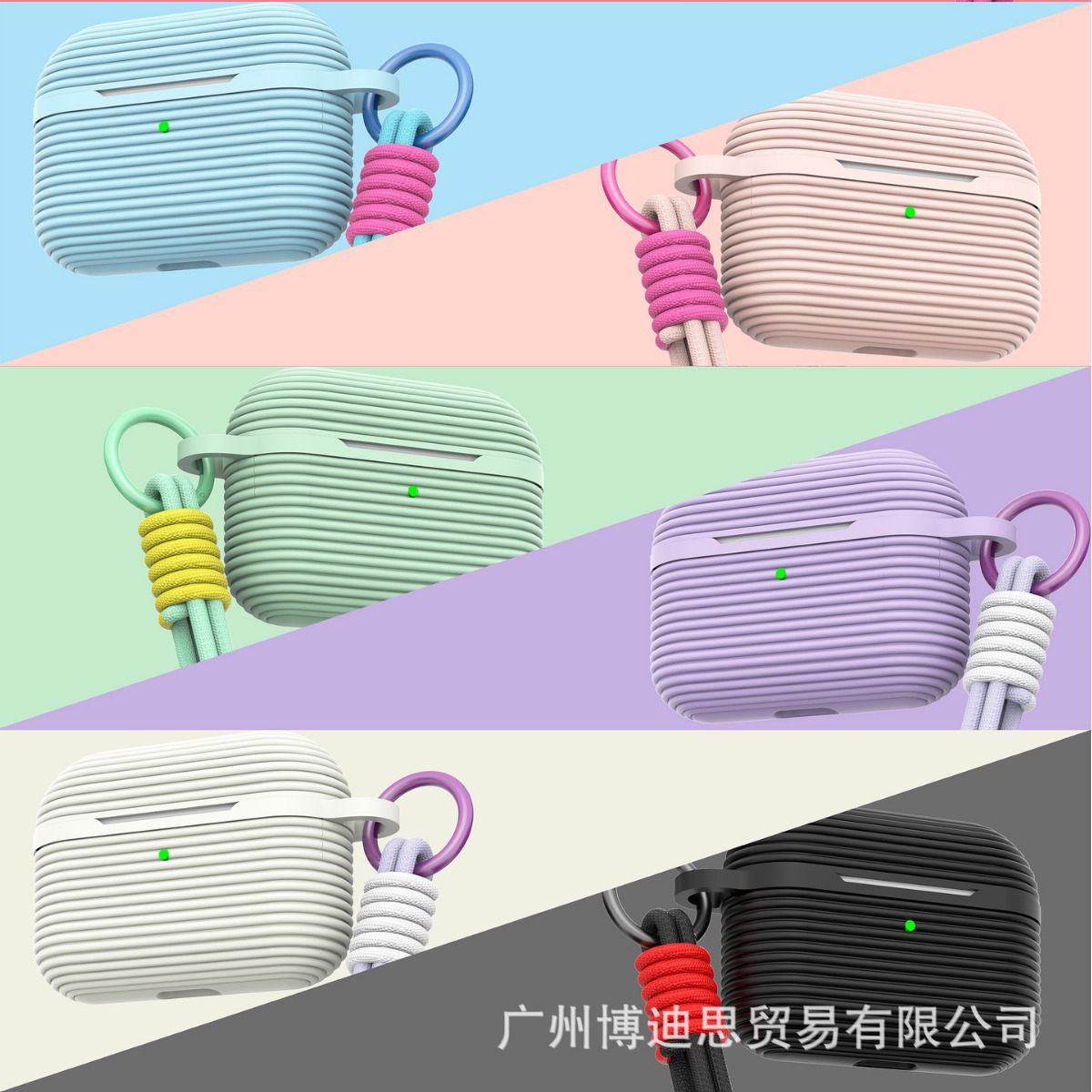 Чехол-накладка из мягкого силикона с ремешком Bodisi для Apple AirPods