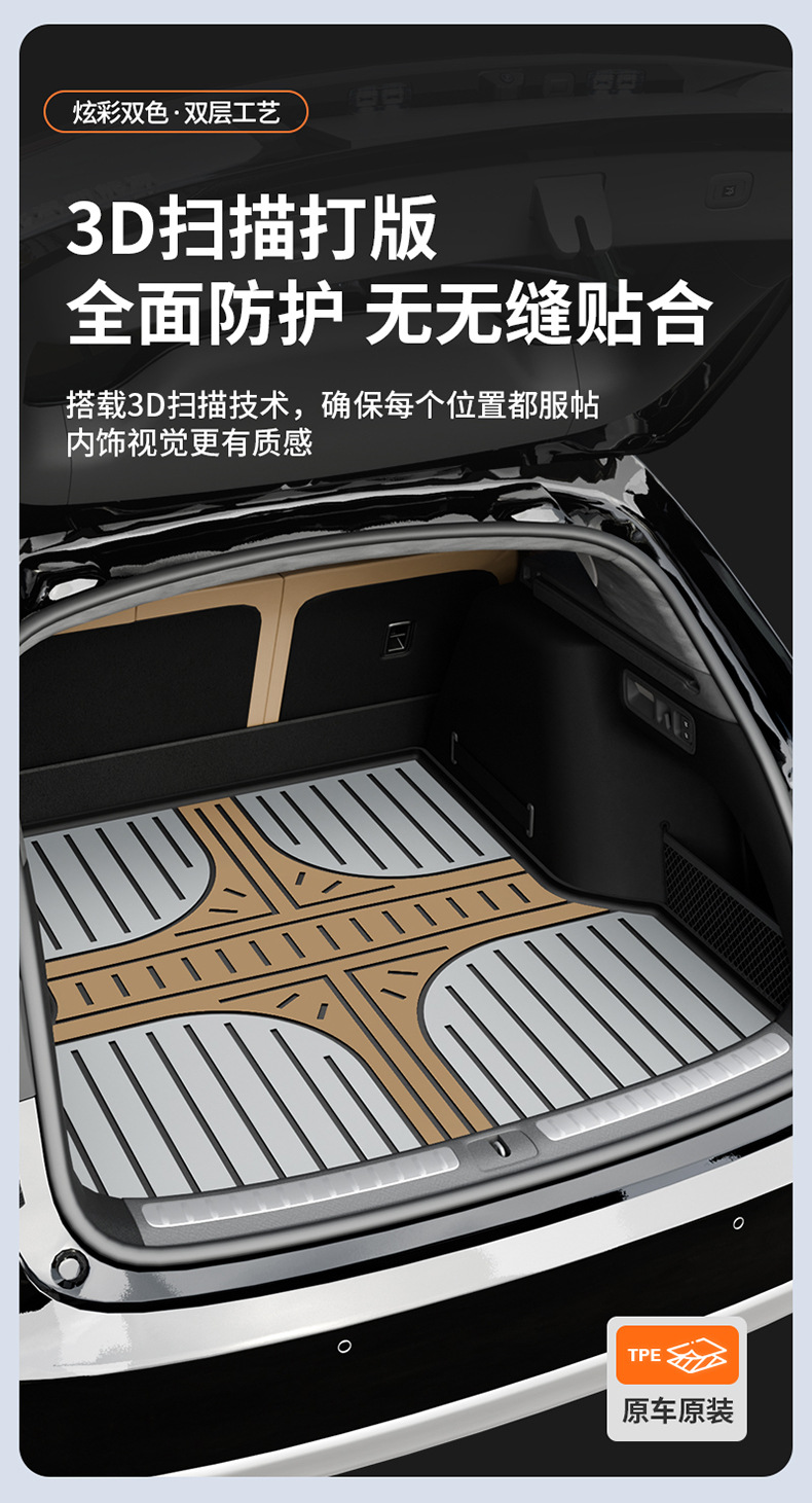 Suitable for the New Xiangjie S9T, Special Colorful Tpe Car Trunk Mat, Car Accessories Trunk Mat
